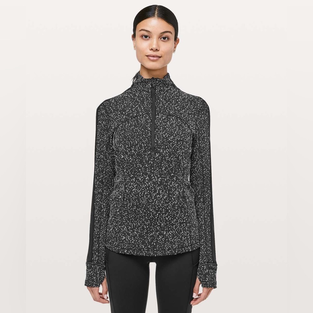 Lululemon Run Briskly 1/2 Zip Magnetized Jacquard Black White / Black | Size 4 - Picture 1 of 10